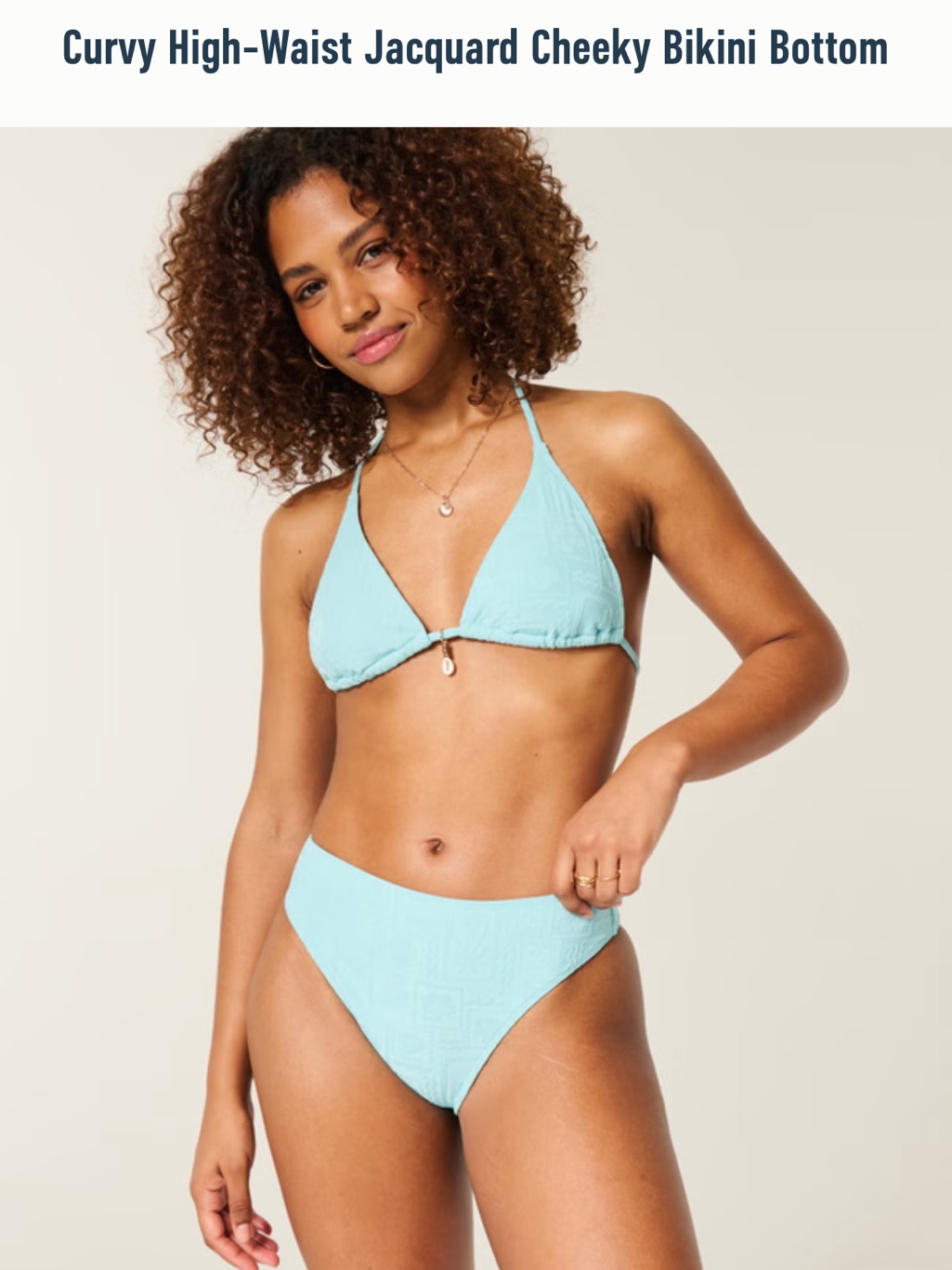 Curvy High-Waist Jacquard Cheeky Bikini Bottom